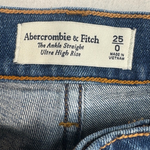 Abercrombie & Fitch Ankle Straight Jeans Womens Size 25/0 Medium Blue High Rise - Picture 5 of 12